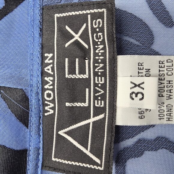 Alex Evenings Jacket Womens 3X Blue Black Floral Sheer Open Front Plus Size - Picture 5 of 10